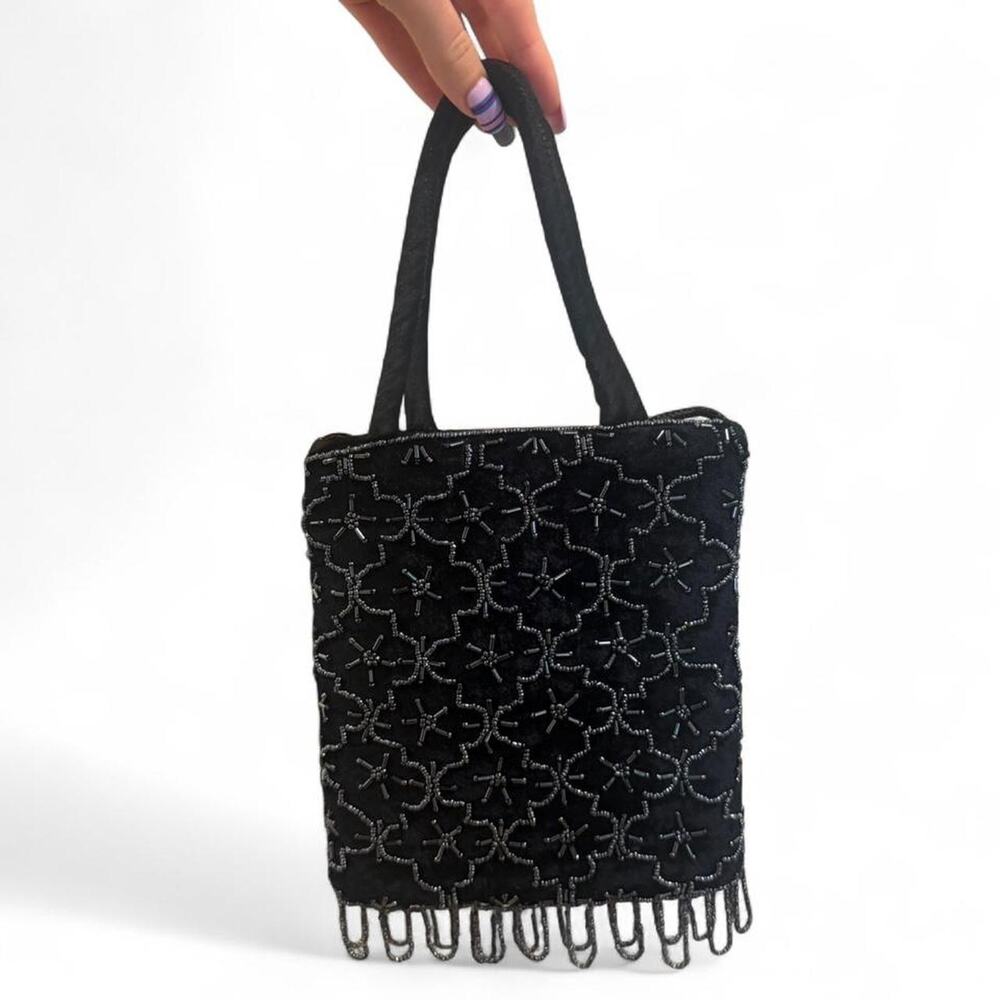 Dark blue beaded purse with